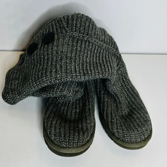UGG Australia Cardy Classic 2 Button Knit Tall Sweater Boots 5819 Gray Women's 9 - Picture 6 of 12